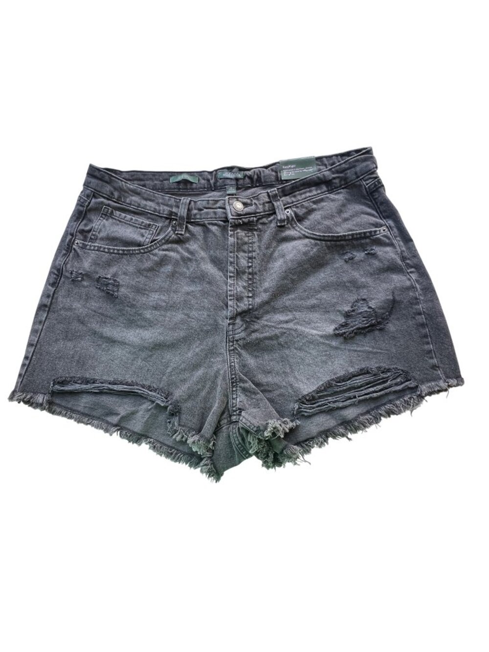 Wild Fable High-Rise Shorts Womens 17 Black Denim Frayed Hem Distressed EasyRigi